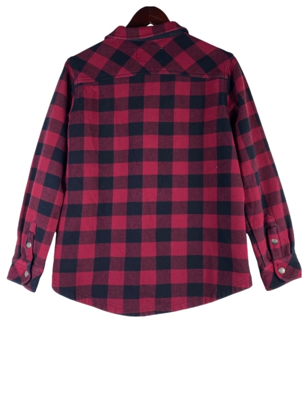 Orvis Large 12 14 Oversized Flannel Barn Jacket Coat Buffalo Plaid Red Black - Picture 3 of 5